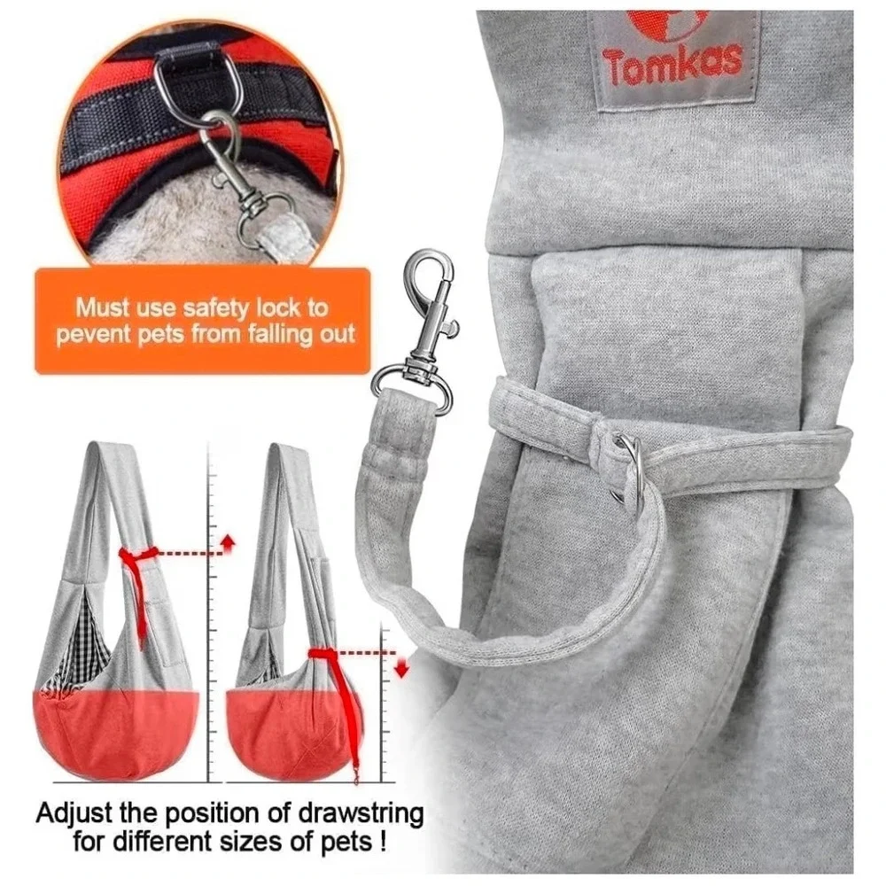 Tomkas Small Dog Cat Carrier Sling Black Reversible Hands Free Travel Bag